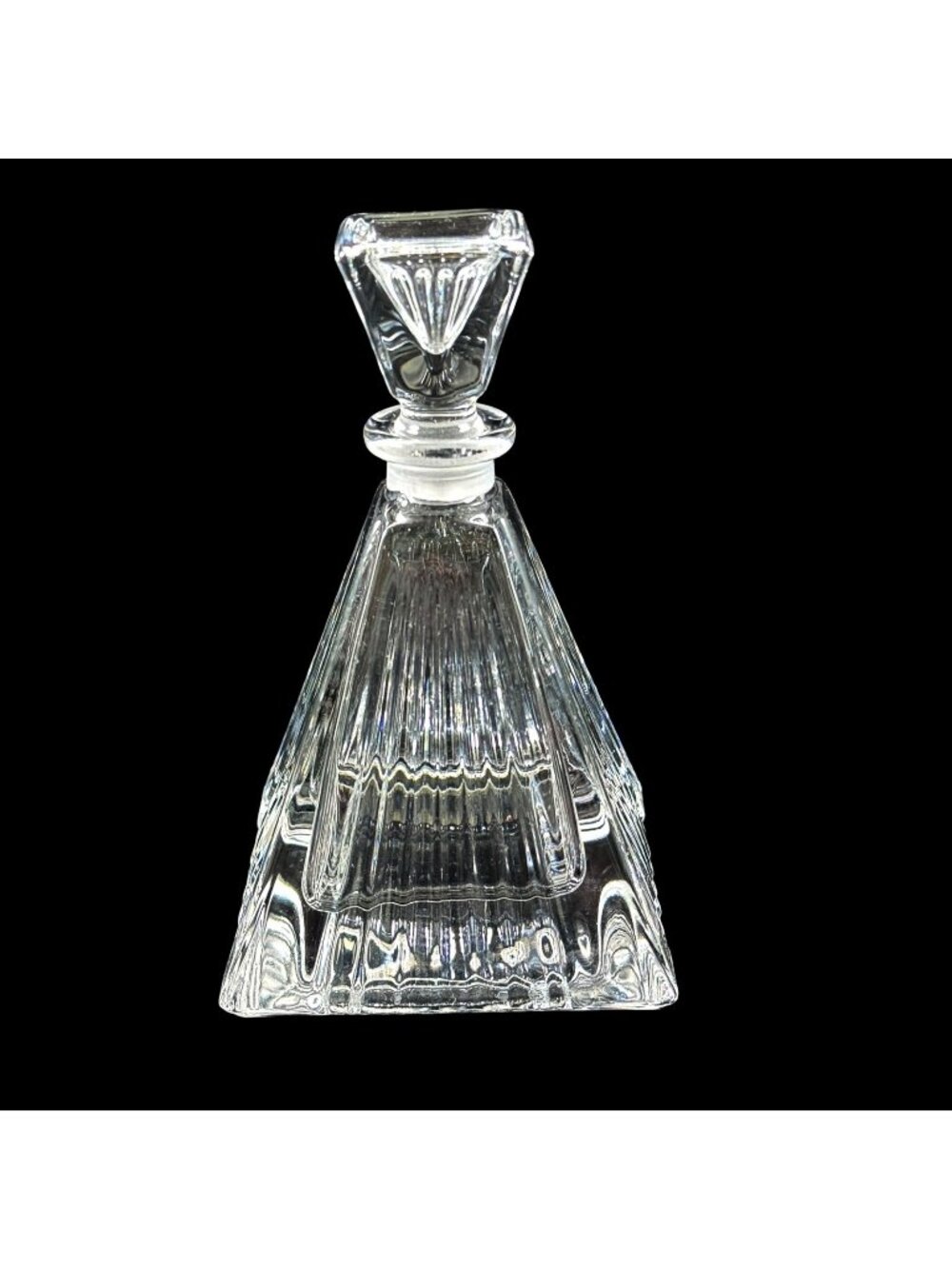 RCR Crystal Glass Pyramid Perfume Bottle & Stopper Art Deco Italy Vintage 1990s